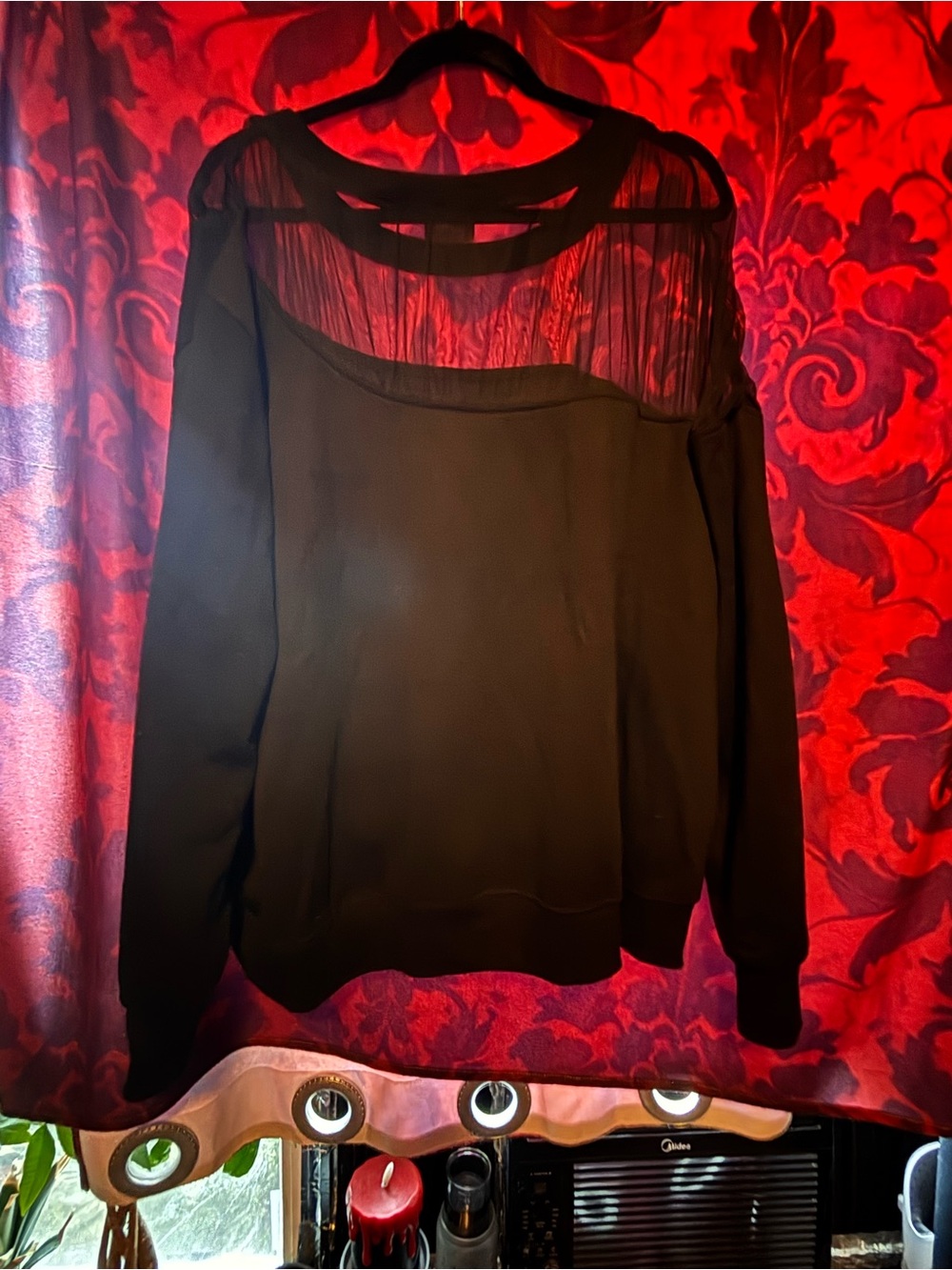 Black Women's Sheer Sweatshirt - Picture 3 of 4